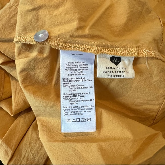 Madewell Button-Front Tiered Midi Dress in mustard yellow size 6p - Picture 10 of 11